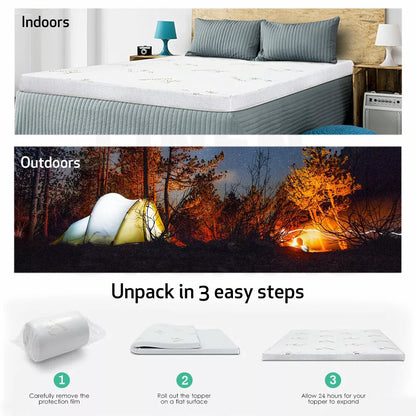 Bamboo Cover Memory Foam Mattress Topper